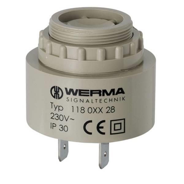 119.068.27 Werma  Buzzer 119 115vAC/DC Cont./Puls Tone 90dB(A) IP30 øM28 Panel Mount